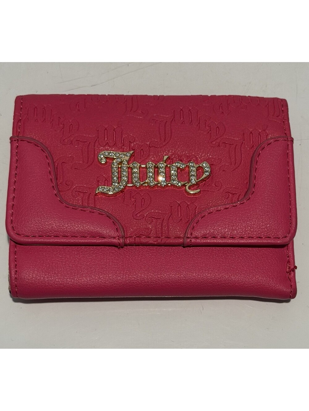 Juicy Hot Pink Juicy Logo Double Sided Trifold Wallet